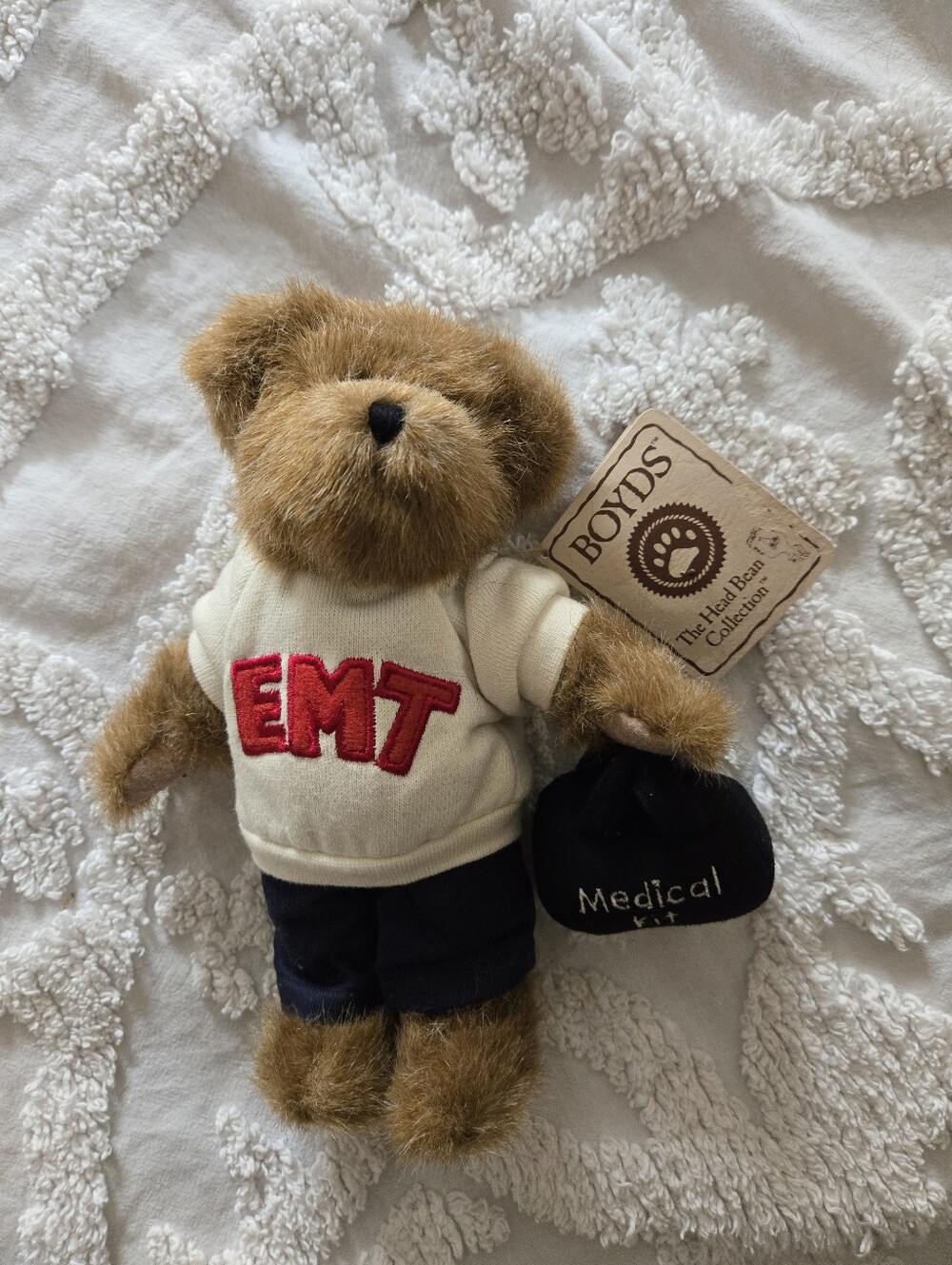 Boyds Bears The Head Bean Collection Mike B Rescuer Plush EMT Bear in Brown NWT